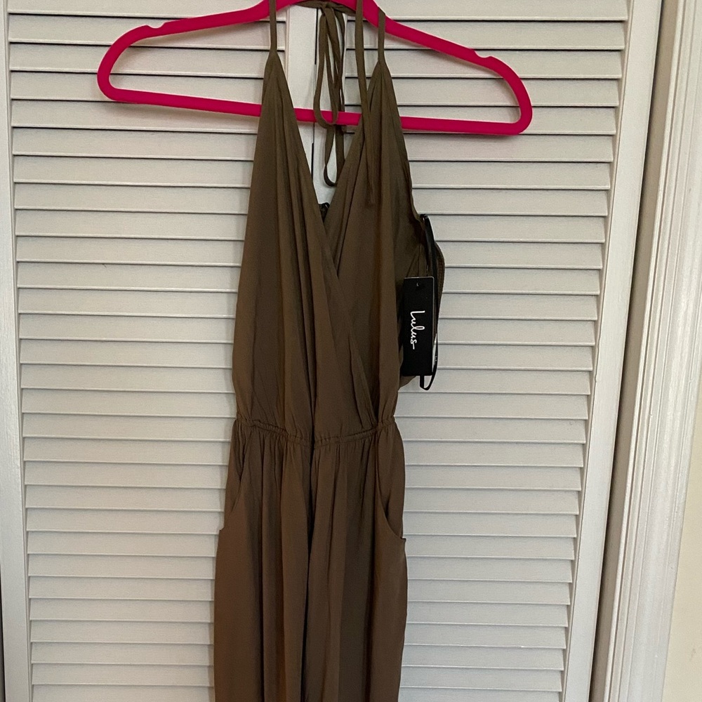 Lulu’s learning to fly jumpsuit olive green